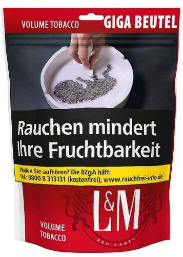 L&M Volumentabak Rot 85g Giga Zip Beutel Zigarettentabak