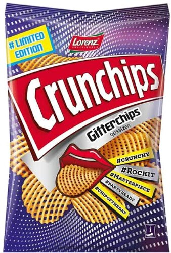 Lorenz Crunchips Gitter Chips gesalzen 150g Chips Tüte Lorenz Crunchips Gitter Chips gesalzen 150g Chips Tüte