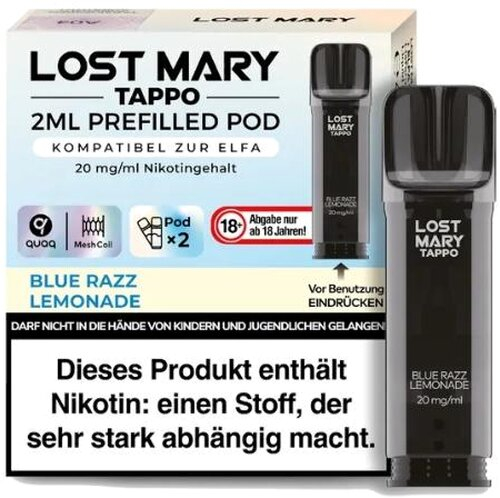 Lost Mary Tappo Pod Blue Razz Lemonade 20 mg/ml 2 x 2ml Lost Mary Tappo Pod Blue Razz Lemonade 20 mg/ml 2 x 2ml