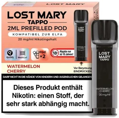 Lost Mary Tappo Pod Watermelon Cherry 20 mg/ml 2 x 2ml Lost Mary Tappo Pod Watermelon Cherry 20 mg/ml 2 x 2ml