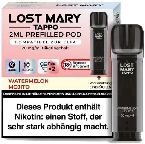 Lost Mary Tappo Pod Watermelon Mojito 20 mg/ml 2 x 2ml Lost Mary Tappo Pod Watermelon Mojito 20 mg/ml 2 x 2ml
