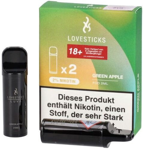Lovesticks Green Apple Prefilled Pod 2x2ml Lovesticks Green Apple Prefilled Pod 2x2ml