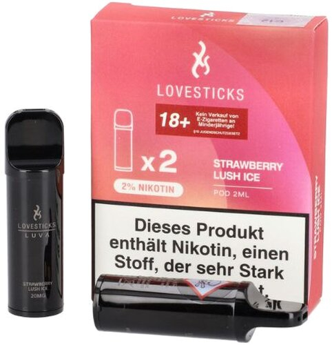 Lovesticks Strawberry Lush Ice Prefilled Pod 2x2ml Lovesticks Strawberry Lush Ice Prefilled Pod 2x2ml