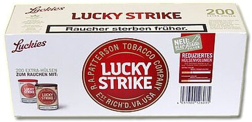 Lucky Strike Zigarettenhülsen 200 Stück Lucky Strike Zigarettenhülsen 200 Stück