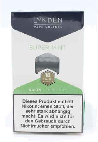 LYNDEN SL POD Salts Super Mint Pods 18mg/ml 3Stk. LYNDEN SL POD Salts Super Mint Pods 18mg/ml 3Stk.