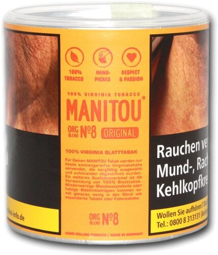 Manitou Tabak ohne Zusatzstoffe ORG Gold Blend 80g Dose Feinschnitt