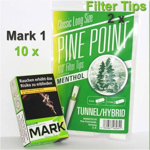 Mark 1 Menthol Zigaretten Baukasten Set (1 Stange Zigaretten) + (2 x Pine Point Filter Tips) Mark 1 Menthol Zigaretten Baukasten Set (1 Stange Zigaretten) + (2 x Pine Point Filter Tips)
