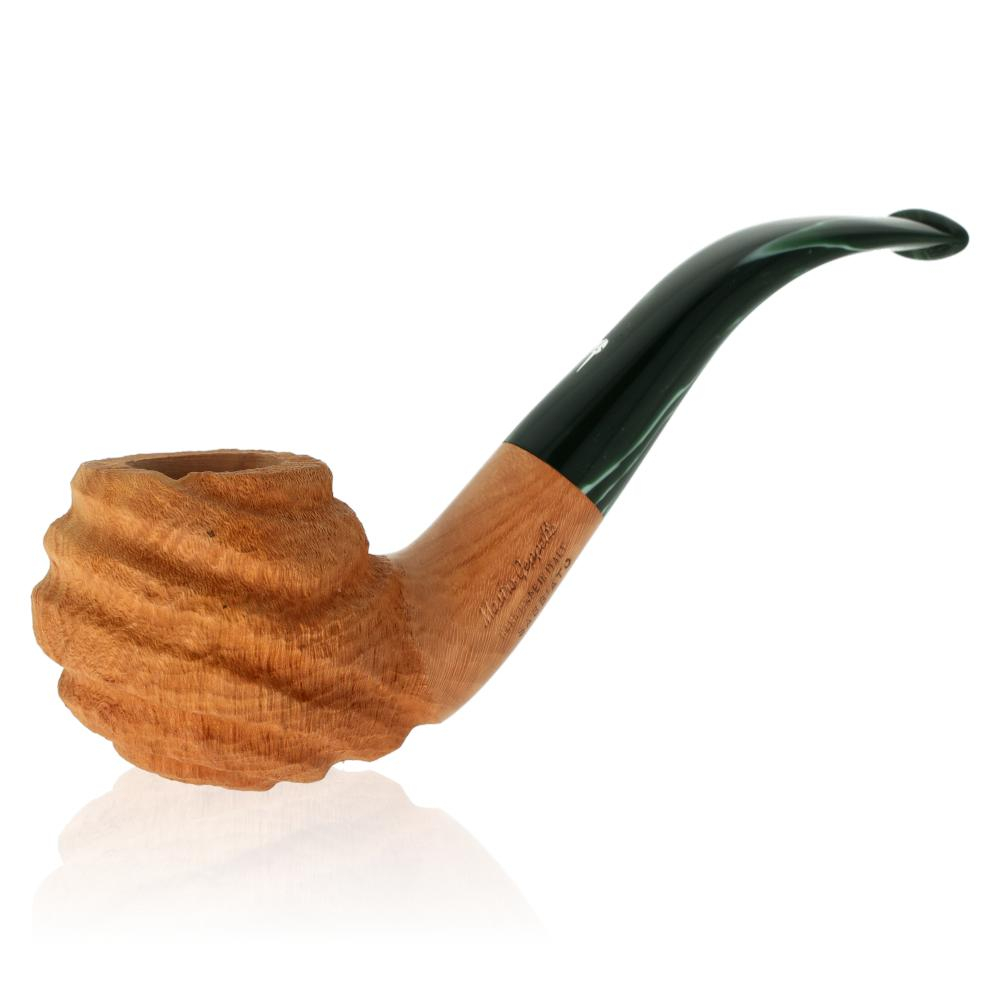 Mastro Geppetto Spiral Sandgestrahlt Natur mit grünem Mundstück Mastro Geppetto Spiral Sandgestrahlt Natur mit grünem Mundstück