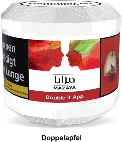 Mazaya Double it App (Doppelapfel) 200 g Wasserpfeifentabak Mazaya Double it App (Doppelapfel) 200 g Wasserpfeifentabak