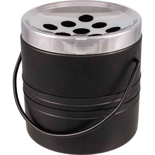 Metall Aschenbecher mit Tragegriff chrom/schwarz Metall Aschenbecher mit Tragegriff chrom/schwarz
