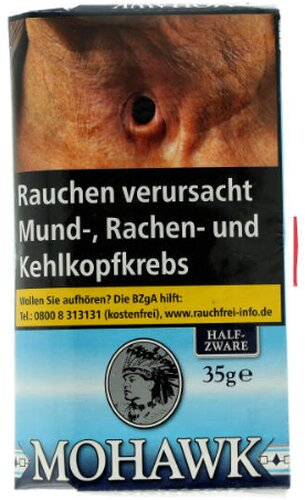 Mohawk Tabak Blue Halfzware 30g Päckchen Feinschnitt