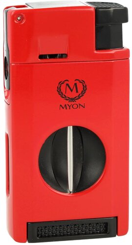 Myon Jetflame Feuerzeug mit Zigarrenschneider Rot
