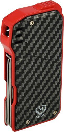 Myon Softflame Pfeifenfeuerzeug mit Tool Rot/Carbon