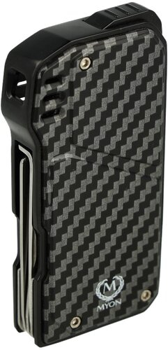 Myon Softflame Pfeifenfeuerzeug mit Tool Schwarz/Carbon