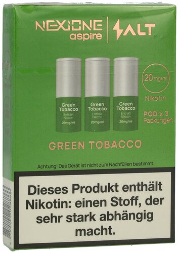 Nexione Aspire/Salt Green Tobacco Pods 20mg 3 x 1,2ml Nexione Aspire/Salt Green Tobacco Pods 20mg 3 x 1,2ml