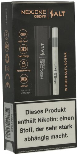 Nexione Aspire/Salt Starter Kit Charcoal E-Zigarette Nexione Aspire/Salt Starter Kit Charcoal E-Zigarette