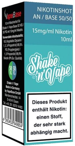 Nikoliquids Shake n Vape Nikotin Shot AN 15mg BASE 50/50 Türkis