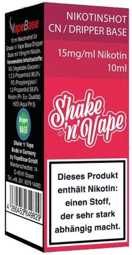 Nikoliquids Shake n Vape Nikotin Shot BN 15mg Dripper Base Rot Nikoliquids Shake n Vape Nikotin Shot BN 15mg Dripper Base Rot