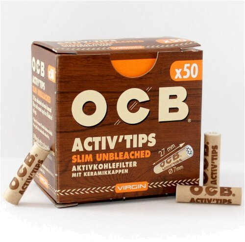 OCB Activ Tips Slim Unbleached 7mm 50Stk. OCB Activ Tips Slim Unbleached 7mm 50Stk.