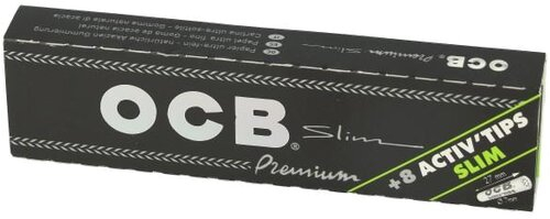OCB Schwarz Premium long slim + Activ Tips 7mm (32 Blatt + 8 Tips)