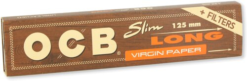 OCB Zigarettenpapier Slim Long Virgin Paper Unbleached 125mm 32 Tips+32 Blättchen