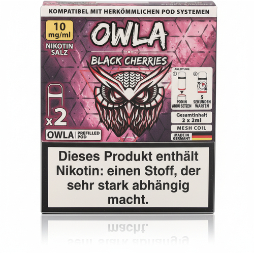 OWLA Black Cherries Prefilled Pod 2x2ml 10mg
