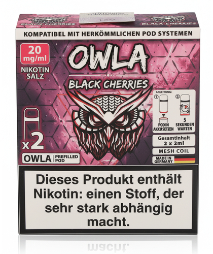 OWLA Black Cherries Prefilled Pod 2x2ml 20mg
