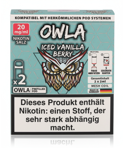 OWLA Iced Vanilla Berry Prefilled Pod 2x2ml 20mg