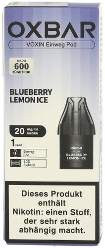 Oxbar Voxin Einweg Pod Blueberry Lemon Ice 1x2ml 20mg Oxbar Voxin Einweg Pod Blueberry Lemon Ice 1x2ml 20mg