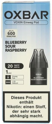 Oxbar Voxin Einweg Pod Blueberry Sour Raspberry 1x2ml 20mg Oxbar Voxin Einweg Pod Blueberry Sour Raspberry 1x2ml 20mg