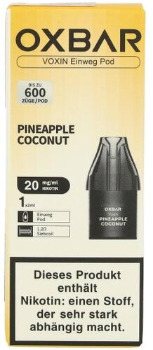 Oxbar Voxin Einweg Pod Pineapple Coconut 1x2ml 20mg Oxbar Voxin Einweg Pod Pineapple Coconut 1x2ml 20mg