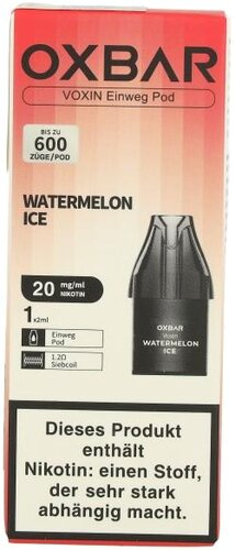 Oxbar Voxin Einweg Pod Watermelon Ice 1x2ml 20mg Oxbar Voxin Einweg Pod Watermelon Ice 1x2ml 20mg