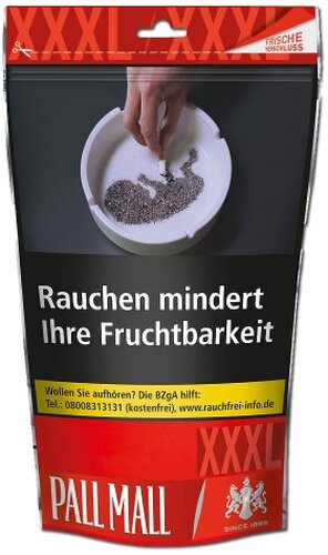 Pall Mall Red XXXL 105g Zip Beutel Volumentabak (Artikel wird nicht mehr hergestellt)