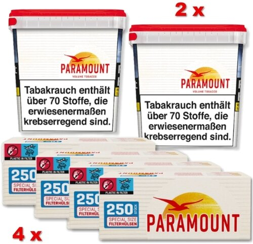 Paramount Sparpaket ( 2 x Paramount Giga Box 230g ) + ( 4 x Paramount Special Size Zigarettenhülsen 250 Stück )