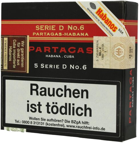 Partagas Serie D No. 6 Zigarren 5 Stk. Partagas Serie D No. 6 Zigarren 5 Stk.