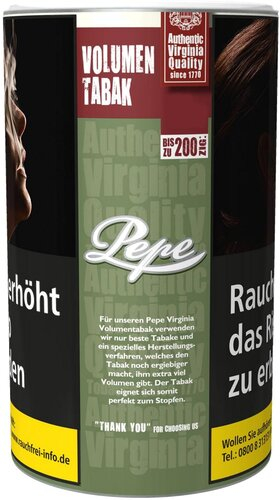 Pepe Tabak ohne Zusatzstoffe Virginia 83g Dose Volumentabak Pepe Tabak ohne Zusatzstoffe Virginia 83g Dose Volumentabak