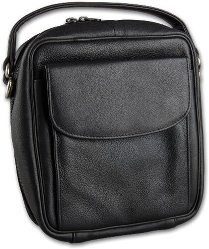 Pfeifentasche 8er Leder schwarz mit Vortasche/Schulterriemen   Pfeifentasche 8er Leder schwarz mit Vortasche/Schulterriemen