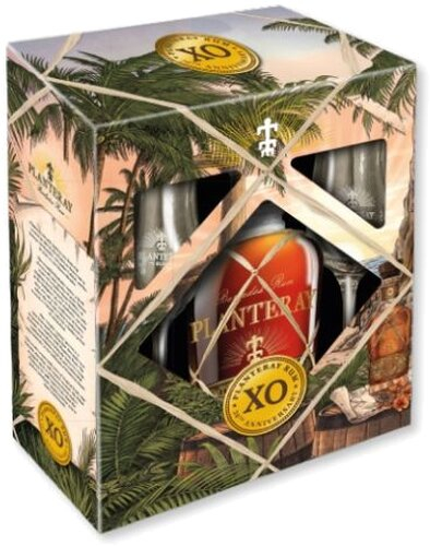 Planteray Rum Barbados Extra Old Anniversaire 40% vol. 700ml + 2 Gläser