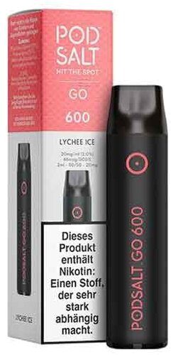 Pod Salt Go 600 Einweg E-Shisha Lychee Ice-Aroma 20mg