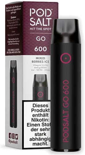 Pod Salt Go 600 Einweg E-Shisha Mixed-Berries-Ice-Aroma 20mg