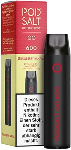 Pod Salt Go 600 Einweg E-Shisha Strawberry-Banana-Aroma 20mg Pod Salt Go 600 Einweg E-Shisha Strawberry-Banana-Aroma 20mg