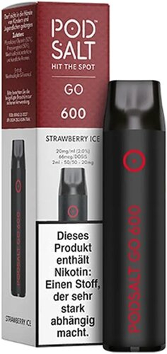 Pod Salt Go 600 Einweg E-Shisha Strawberry-Ice-Aroma 20mg