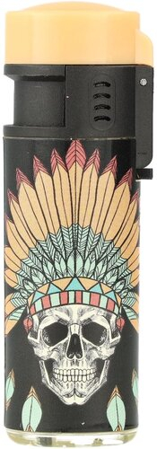 Prof Feuerzeug Jet-Blueflame Feather & Skull Beige Prof Feuerzeug Jet-Blueflame Feather & Skull Beige