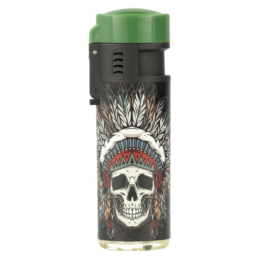Prof Feuerzeug Jet-Blueflame Feather & Skull Grün Prof Feuerzeug Jet-Blueflame Feather & Skull Grün