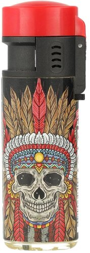 Prof Feuerzeug Jet-Blueflame Feather & Skull Rot Prof Feuerzeug Jet-Blueflame Feather & Skull Rot