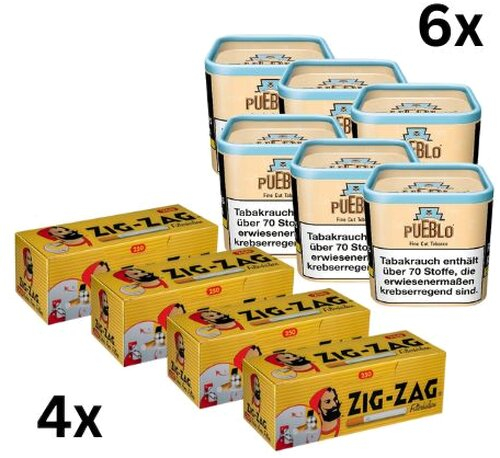 Pueblo 600g Tabak Sparpaket (6 x Pueblo + 4 x Zig Zag 250er)