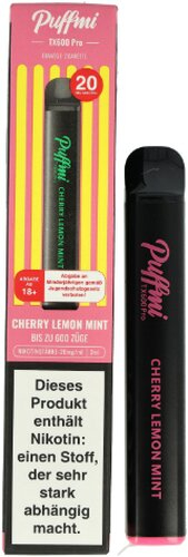 Puffmi TX600 Pro Cherry Lemon Mint Einweg E-Shisha 20mg Puffmi TX600 Pro Cherry Lemon Mint Einweg E-Shisha 20mg