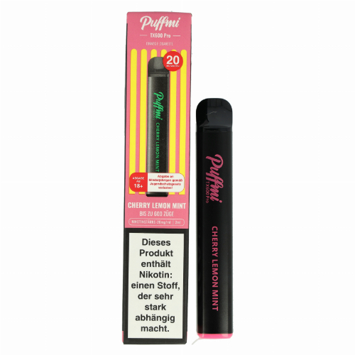 Puffmi TX600 Pro Cherry Lemon Mint Einweg E-Shisha 20mg Puffmi TX600 Pro Cherry Lemon Mint Einweg E-Shisha 20mg