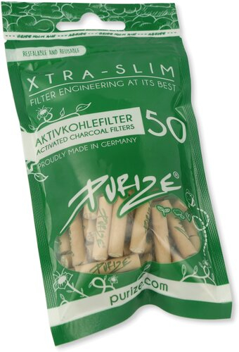 Purize Aktivkohle Xtra Slim Size 6 mm Zigarettenfilter 50 Stück Braun