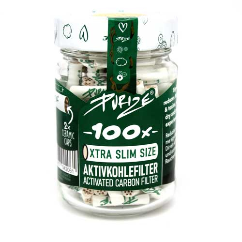 Purize Aktivkohlefilter 5,9mm weiß im Glas 100Stk. Purize Aktivkohlefilter 5,9mm weiß im Glas 100Stk.